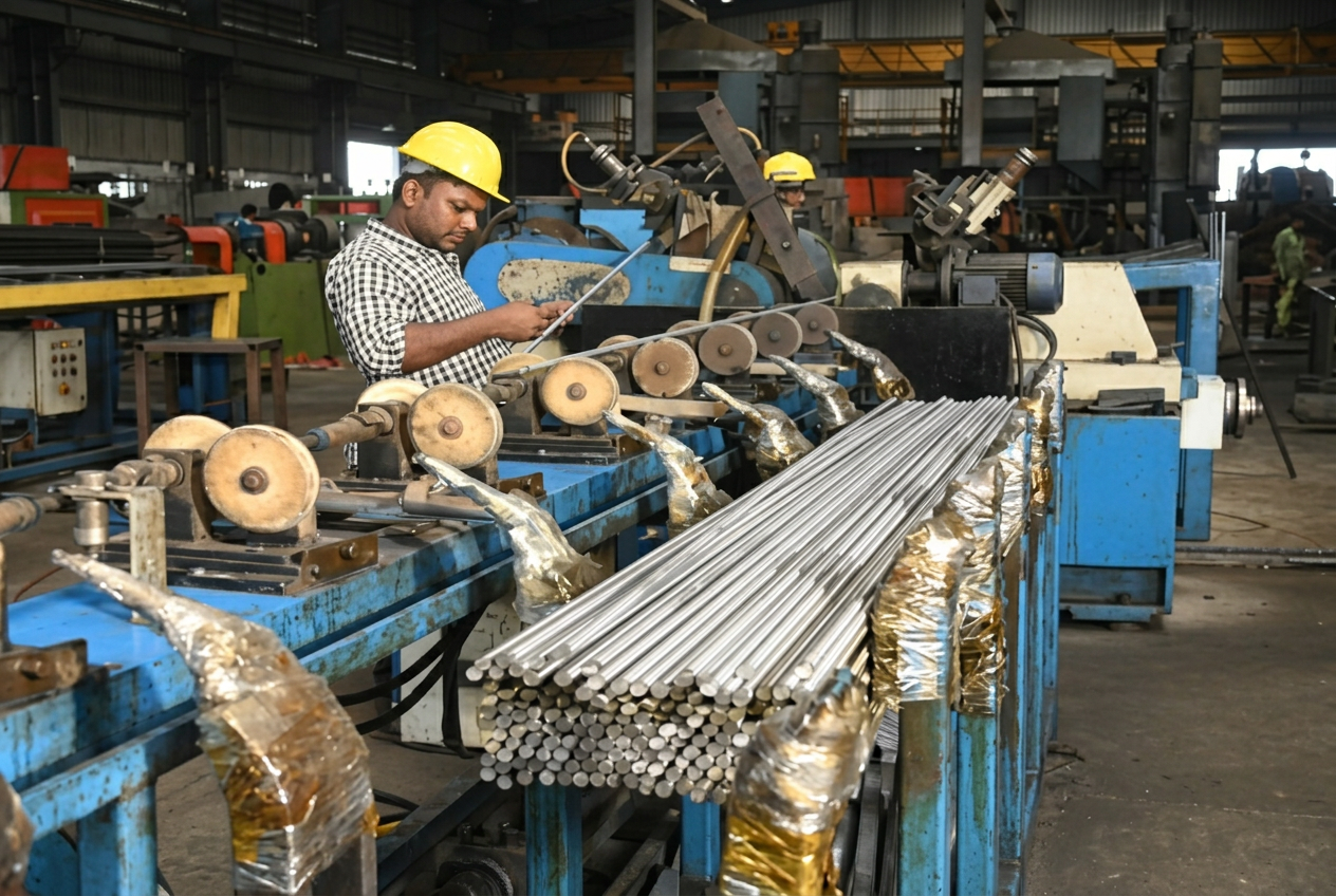 Bright bar grinding and finishing line inside Rohit Steels Unit 2