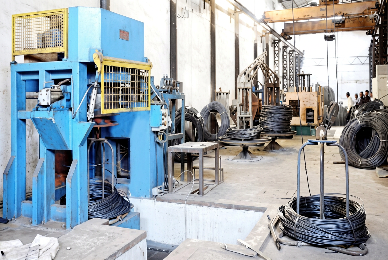 CHQ wire drawing machinery inside Rohit Steels Unit 1
